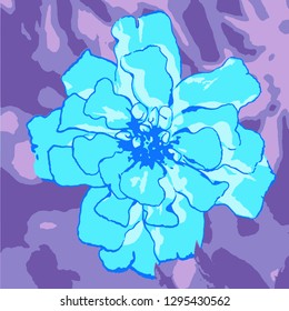 Botanical background of blue double flower with posterization effect. Vector EPS10