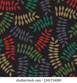 Botanical background with colorful leaves. Seamless floral pattern. Summer vector illustration. 