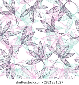 Botanical background with decorative leaf ornament. Elegant flower or seaweeds design for packaging surfaces. Modern vector artwork for stationery collections. Abstract flower, foliage or seaweeds.