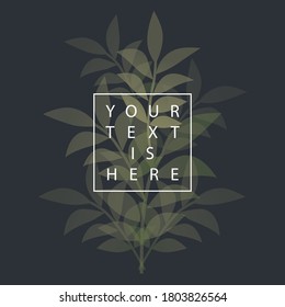 Botanical background of delicate and stylized leaves and sample text