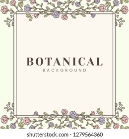 Fondo botánico con vector de marco floral