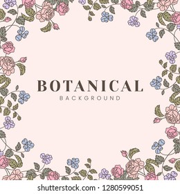 Fondo botánico con vector de marco floral