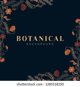 Fondo botánico con vector de marco floral