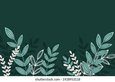 Botanical background with leaves.Floral banner template. 