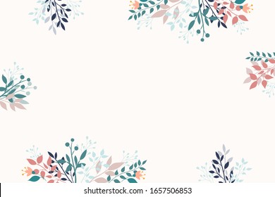 botanical background with leves and flowers