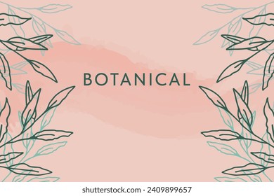 Botanical background. Minimalistic background with plants. Vector