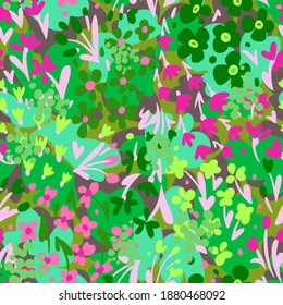 Botanical background. Summer floral seamless pattern,