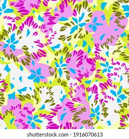 Botanical background. Summer floral seamless pattern,