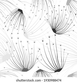 Fondo botánico. Patrón abstracto vintage con diente de león sobre fondo de luz suave para el diseño de papel pintado. Patrón floral sin fisuras. Impresión decorativa.