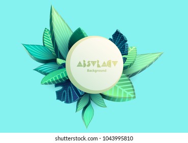 Botanical banner with 3D stylized leaves Botanical banner with 3D stylized leaves