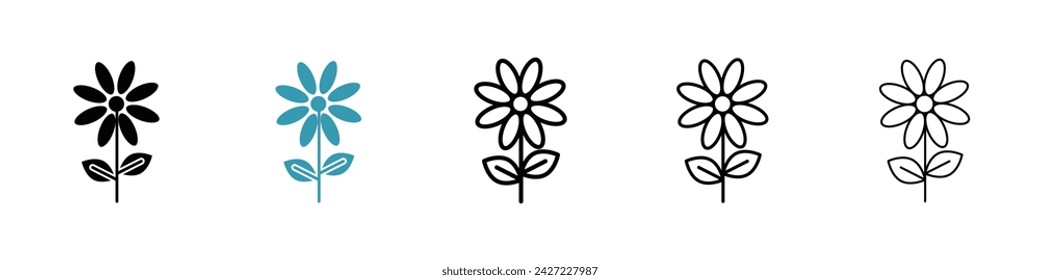 Botanical Bloom Vector Icon Set. Floral growth and blossom vector symbol for UI design.