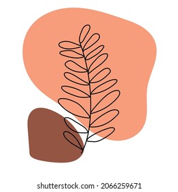 Botanical boho illustration art. Simple poster composition trend design