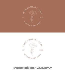 Botanical boho logo line art vector Floral boho logo
