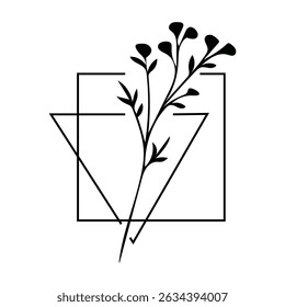 botanical branch outline wildflower sketch illustration