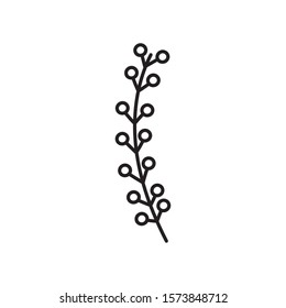 botanical branch stem with berries icon on white background vector illustration thick line