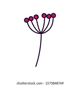 botanical branch stem with berries icon on white background vector illustration