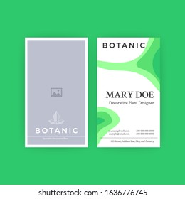 botanical business card template concept, for company and personal person with green color abstract design.