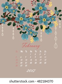 Botanical calendar for 2017 year - vector template
