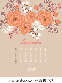 Botanical calendar for 2017 year - vector template