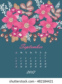 Botanical calendar for 2017 year - vector template