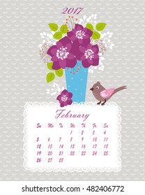 Botanical calendar for 2017 year - vector template