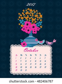 Botanical calendar for 2017 year - vector template