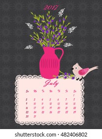 Botanical calendar for 2017 year - vector template