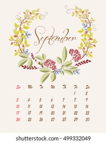 Botanical calendar for 2017 year - vector template