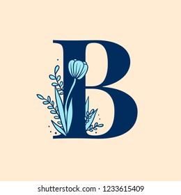 Botanical capital letter B vector