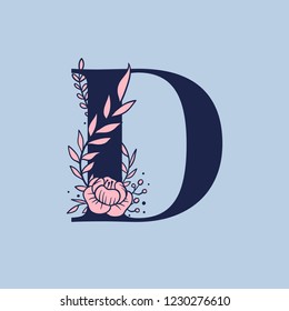 Botanical capital letter D vector