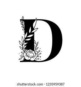Botanical capital letter D vector