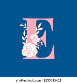 Botanical capital letter E vector