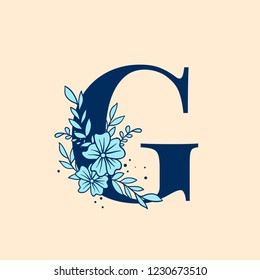 Botanical capital letter G vector