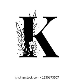Letra botánica mayúscula vector K