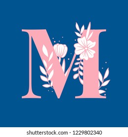 Botanical capital letter M vector