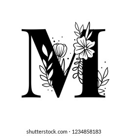 Botanical capital letter M vector