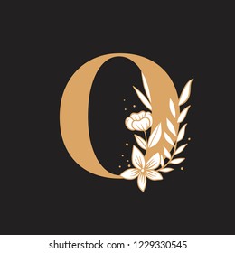 Botanical capital letter O vector