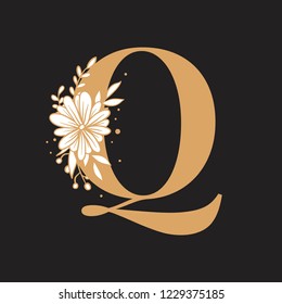 Botanical capital letter Q vector