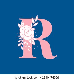 Botanical capital letter R vector