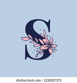 Botanical capital letter S vector