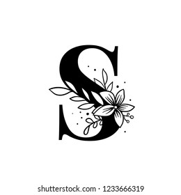 Botanical capital letter S vector