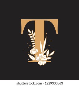 Letra botánica mayúscula vector T