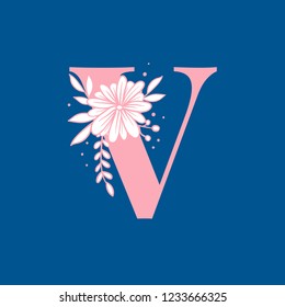 Botanical capital letter V vector