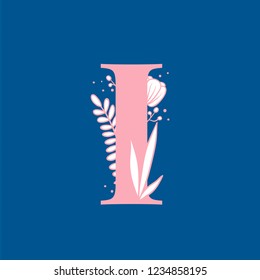 Botanical capital letter I vector
