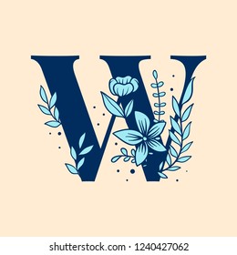 Botanical capital letter W vector