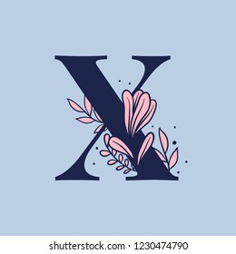 Botanical capital letter X vector