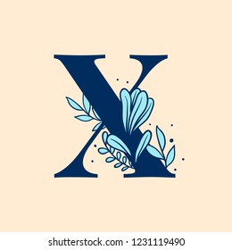 Botanical capital letter X vector