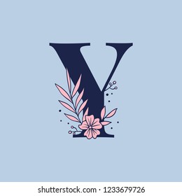 Botanical capital letter Y vector