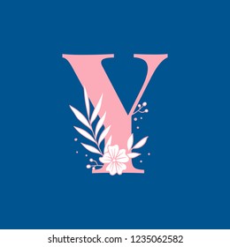 Botanical capital letter Y vector