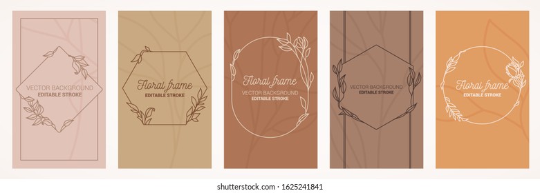 Botanical card set. Invitation mockup cards